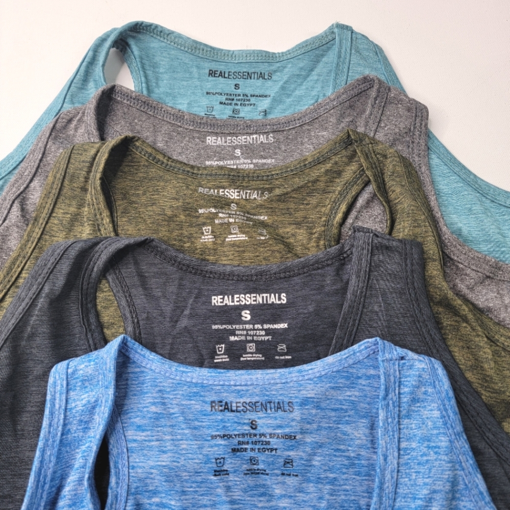 5 Pack Real Essentials Racerback Dry Fit Tank Top - Picture 11 of 11